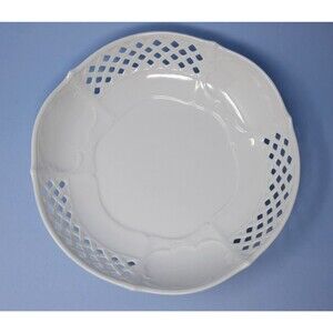 AK Kaiser Germany Vintage White Reticulated Porcelain Centerpiece Fruit Bowl